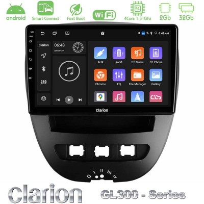 Clarion GL300 Series 4Core Android ClarionOS 2+32GB Toyota Aygo/Citroen C1/Peugeot 107 Navigation Multimedia Tablet 10