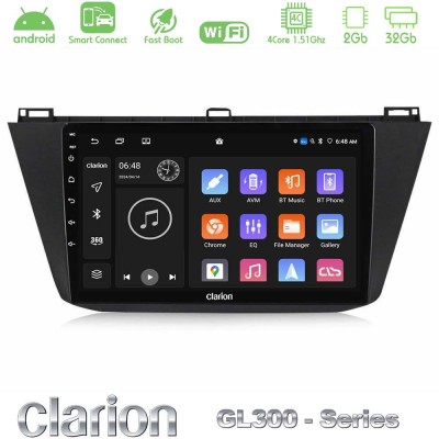 Clarion GL300 Series Vw Tiguan 2016-2022 4Core Android ClarionOS 2+32GB Navigation Multimedia Tablet 10