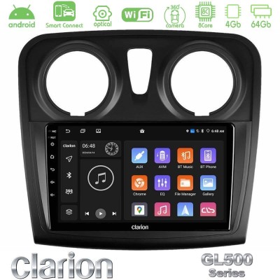 Clarion GL500 Series 8Core Android ClarionOS 4+64GB  Dacia Sandero 2014-2020 Navigation Multimedia Tablet 9