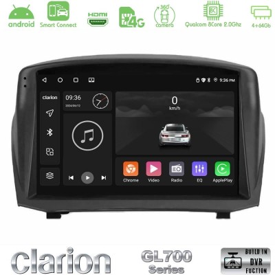Clarion GL700 QUALCOMM Series 8Core Android ClarionOS 4+64GB Ford Fiesta 2008-2016 Navigation Multimedia Tablet 9
