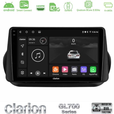 Clarion GL700 QUALCOMM Series 8Core Android ClarionOS 4+64GB Fiat Fiorino/Citroen Nemo/Peugeot Bipper Navigation Multimedia Tablet 10