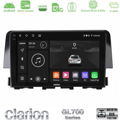 Clarion GL700 QUALCOMM Series 8Core Android ClarionOS 4+64GB Honda Civic 2016-2020 Navigation Multimedia Tablet 9