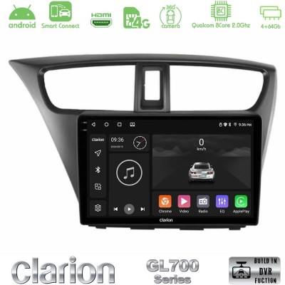 Clarion GL700 QUALCOMM Series 8Core Android ClarionOS 4+64GB Honda Civic Hatchback 2012-2015 Navigation Multimedia Tablet 9