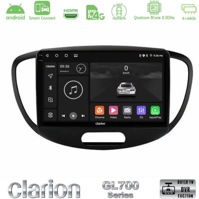 Clarion GL700 QUALCOMM Series 8Core Android ClarionOS 4+64GB Hyundai i10 2008-2014 Navigation Multimedia Tablet 9