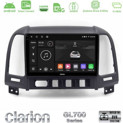 Clarion GL700 QUALCOMM Series 8Core Android ClarionOS 4+64GB Hyundai Santa Fe 2006-2013 Navigation Multimedia Tablet 9