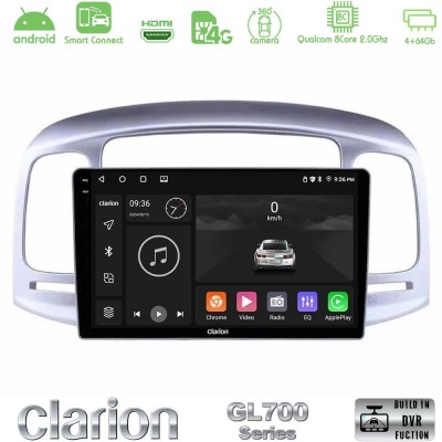 Clarion GL700 QUALCOMM Series 8Core Android ClarionOS 4+64GB Hyundai Accent 2006-2011 Navigation Multimedia Tablet 9