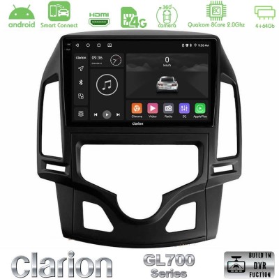 Clarion GL700 QUALCOMM Series 8Core Android ClarionOS 4+64GB Hyundai i30 2007-2012 Auto A/C Navigation Multimedia Tablet 9