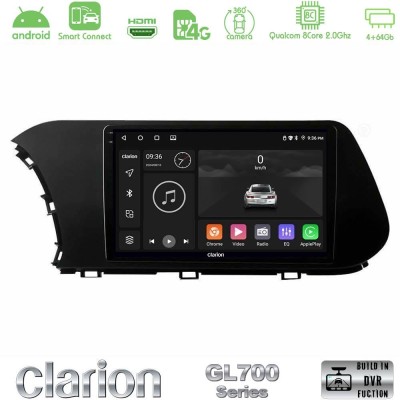 Clarion GL700 QUALCOMM Series 8Core Android ClarionOS 4+64GB Hyundai i20 2021-2023 Navigation Multimedia Tablet 10