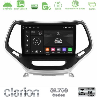 Clarion GL700 QUALCOMM Series 8Core Android ClarionOS 4+64GB Jeep Cherokee 2014-2019 Navigation Multimedia Tablet 9