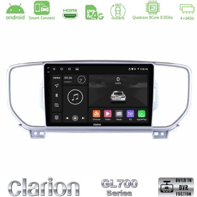 Clarion GL700 QUALCOMM Series 8Core Android ClarionOS 4+64GB Kia Sportage 2016-2018 Navigation Multimedia Tablet 9