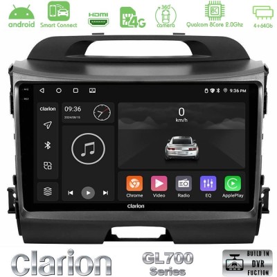 Clarion GL700 QUALCOMM Series 8Core Android ClarionOS 4+64GB Kia Sportage Navigation Multimedia Tablet 9