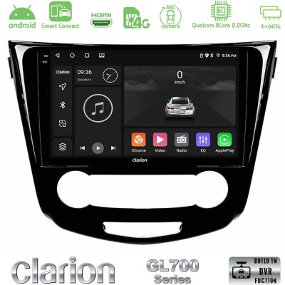 Clarion GL700 QUALCOMM Series 8Core Android ClarionOS 4+64GB Nissan Qashqai J11 (Manual A/C) Navigation Multimedia Tablet 10