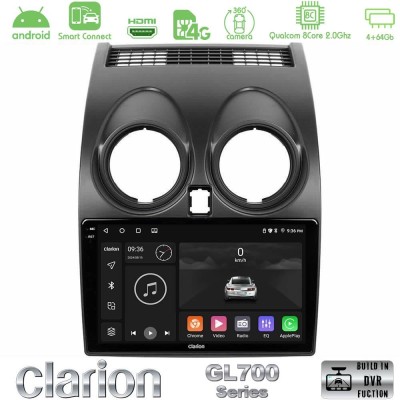 Clarion GL700 QUALCOMM Series 8Core Android ClarionOS 4+64GB Nissan Qashqai J10 Navigation Multimedia Tablet 9