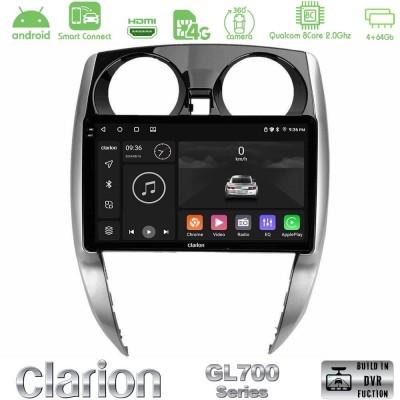 Clarion GL700 QUALCOMM Series 8Core Android ClarionOS 4+64GB Nissan Note 2013-2018 Navigation Multimedia Tablet 10