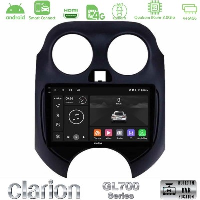 Clarion GL700 QUALCOMM Series 8Core Android ClarionOS 4+64GB Nissan Micra 2011-2014 Navigation Multimedia Tablet 9