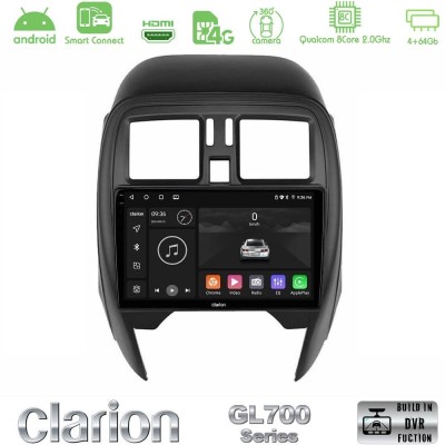 Clarion GL700 QUALCOMM Series 8Core Android ClarionOS 4+64GB Nissan Micra 2013-2016 Navigation Multimedia Tablet 9