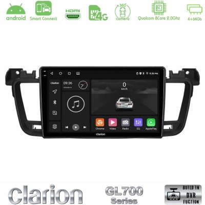 Clarion GL700 QUALCOMM Series 8Core Android ClarionOS 4+64GB Peugeot 508 2010-2018 Navigation Multimedia Tablet 9