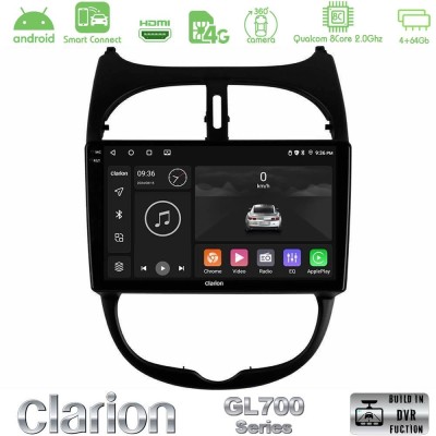 Clarion GL700 QUALCOMM Series 8Core Android ClarionOS 4+64GB Peugeot 206 Navigation Multimedia Tablet 9