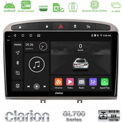 Clarion GL700 QUALCOMM Series 8Core Android ClarionOS 4+64GB Peugeot 308/RCZ Navigation Multimedia Tablet 9