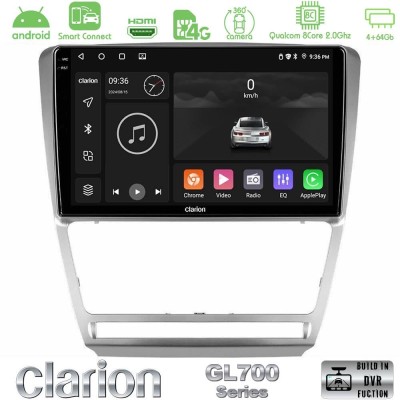 Clarion GL700 QUALCOMM Series 8Core Android ClarionOS 4+64GB Skoda Octavia 5 Navigation Multimedia Tablet 10