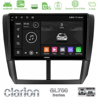 Clarion GL700 QUALCOMM Series 8Core Android ClarionOS 4+64GB Subaru Forester Navigation Multimedia Tablet 9