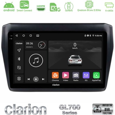 Clarion GL700 QUALCOMM Series 8Core Android ClarionOS 4+64GB Suzuki Swift 2017-2023 Navigation Multimedia Tablet 9