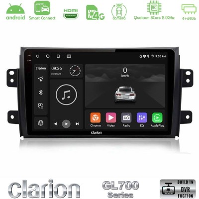 Clarion GL700 QUALCOMM Series 8Core Android ClarionOS 4+64GB Suzuki SX4 2006-2014 Fiat Sedici 2006-2014 Navigation Multimedia Tablet 9