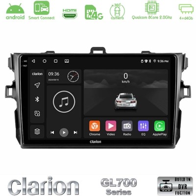 Clarion GL700 QUALCOMM Series 8Core Android ClarionOS 4+64GB Toyota Corolla 2007-2012 Navigation Multimedia Tablet 9