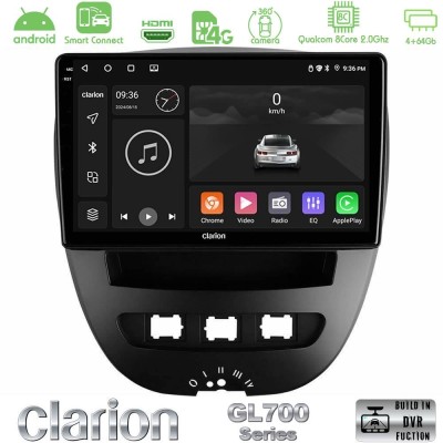 Clarion GL700 QUALCOMM Series 8Core Android ClarionOS 4+64GB Toyota Aygo/Citroen C1/Peugeot 107 Navigation Multimedia Tablet 10