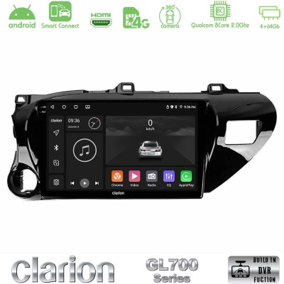 Clarion GL700 QUALCOMM Series 8Core Android ClarionOS 4+64GB Toyota Hilux 2017-2024 Navigation Multimedia Tablet 10