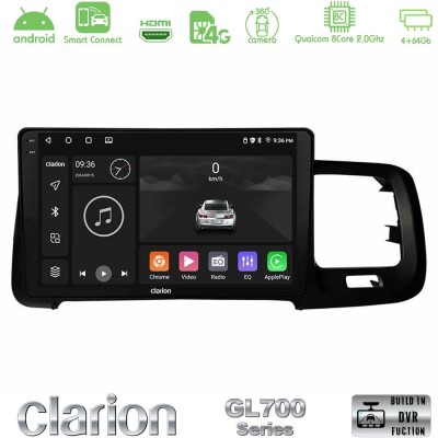 Clarion GL700 QUALCOMM Series 8Core Android ClarionOS 4+64GB Volvo S60 2010-2018 Navigation Multimedia Tablet 9