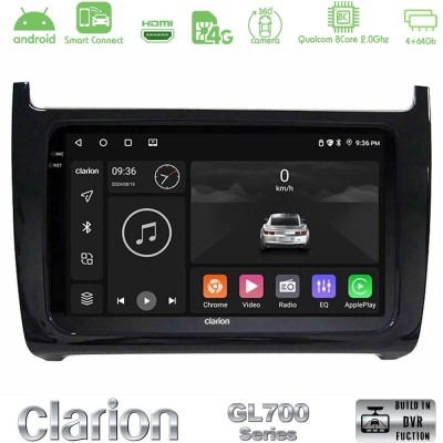 Clarion GL700 QUALCOMM Series 8Core Android ClarionOS 4+64GB Vw Polo 2009-2014 Navigation Multimedia Tablet 9