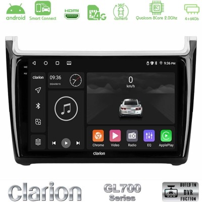 Clarion GL700 QUALCOMM Series 8Core Android ClarionOS 4+64GB Vw Polo 2014-2017 Navigation Multimedia Tablet 9