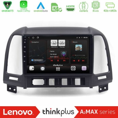 Lenovo Thinkplus A2MAX Series 8Core Android15 4+64GB Hyundai Santa Fe 2006-2013 Navigation Multimedia Tablet 9