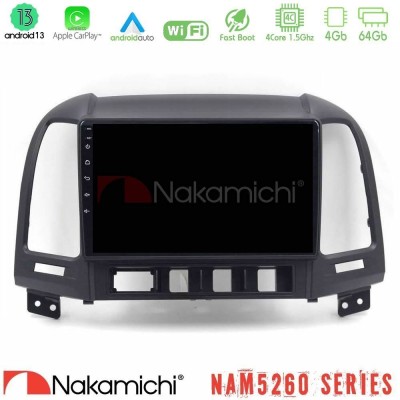 Nakamichi NAM5260 Series 4Core Android13 4+64GB Hyundai Santa Fe 2006-2013 Navigation Multimedia Tablet 9