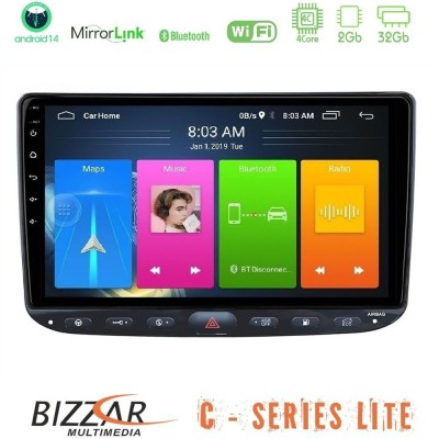 Bizzar C Series Lite 4Core Android14 2+32GB Fiat Punto/ Evo Navigation Multimedia Tablet 9