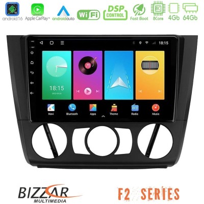 Bizzar F2 Series 8Core Android16 4+64GB  BMW 1Series  E81/E82/E87/E88 (MANUAL A/C) Navigation Multimedia Tablet 9