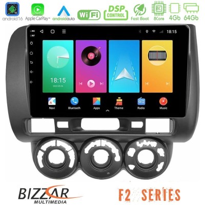 Bizzar F2 Series 8Core Android16 4+64GB  Honda Jazz 2002-2008 (Manual A/C) Navigation Multimedia Tablet 9
