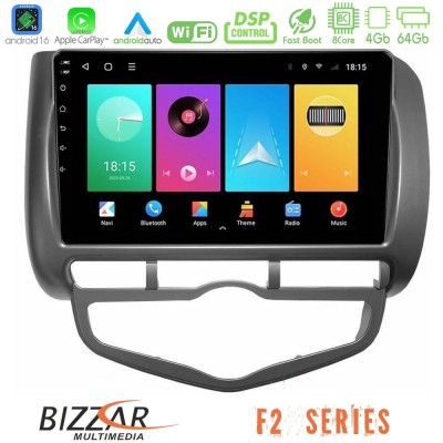 Bizzar F2 Series 8Core Android16 4+64GB  Honda Jazz 2002-2008 (Auto A/C) Navigation Multimedia Tablet 9