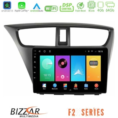 Bizzar F2 Series 8Core Android16 4+64GB  Honda Civic Hatchback 2012-2015 Navigation Multimedia Tablet 9
