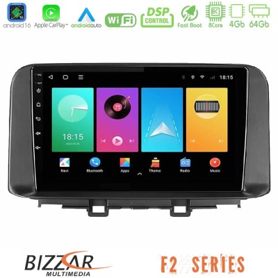 Bizzar F2 Series 8Core Android16 4+64GB  Hyundai Kona 2018-2023 Navigation Multimedia Tablet 10