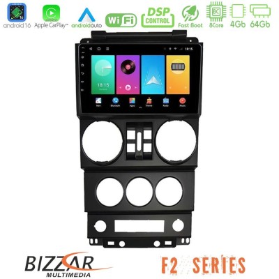 Bizzar F2 Series 8Core Android16 4+64GB  Jeep Wrangler 2008-2010 Navigation Multimedia Tablet 9