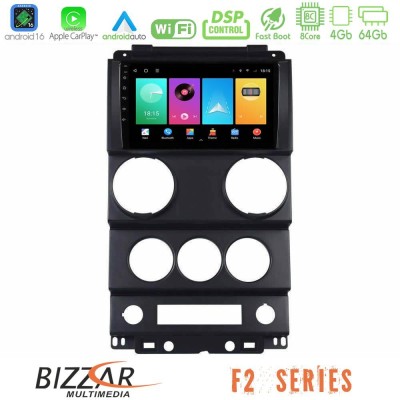 Bizzar F2 Series 8Core Android16 4+64GB  Jeep Wrangler 2Door 2008-2010 Navigation Multimedia Tablet 9