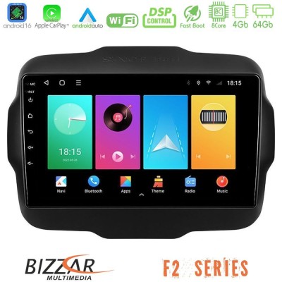 Bizzar F2 Series 8Core Android16 4+64GB  Jeep Renegade 2015-2019 Navigation Multimedia Tablet 9