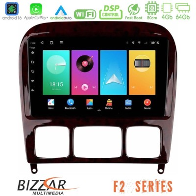 Bizzar F2 Series 8Core Android16 4+64GB  Mercedes S Class 1999-2004 (W220) Navigation Multimedia Tablet 9