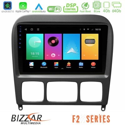 Bizzar F2 Series 8Core Android16 4+64GB  Mercedes S Class 1999-2004 (W220) Navigation Multimedia Tablet 9