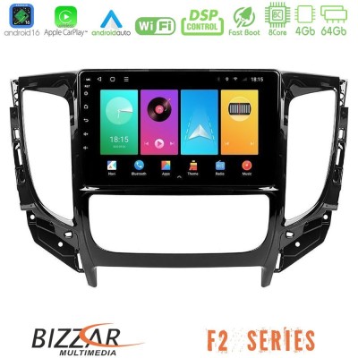 Bizzar F2 Series 8Core Android16 4+64GB  Mitsubishi L200 2016-> amp; Fiat Fullback (Auto A/C) Navigation Multimedia Tablet 9