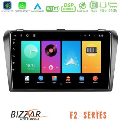 Bizzar F2 Series 8Core Android16 4+64GB  Mazda 3 2004-2009 Navigation Multimedia Tablet 9
