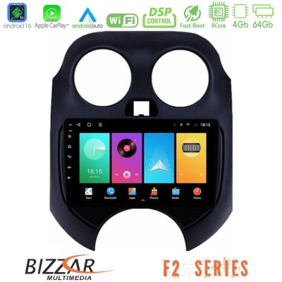 Bizzar F2 Series 8Core Android16 4+64GB  Nissan Micra 2011-2014 Navigation Multimedia Tablet 9