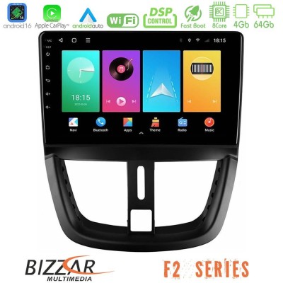 Bizzar F2 Series 8Core Android16 4+64GB  Peugeot 207 Navigation Multimedia Tablet 9